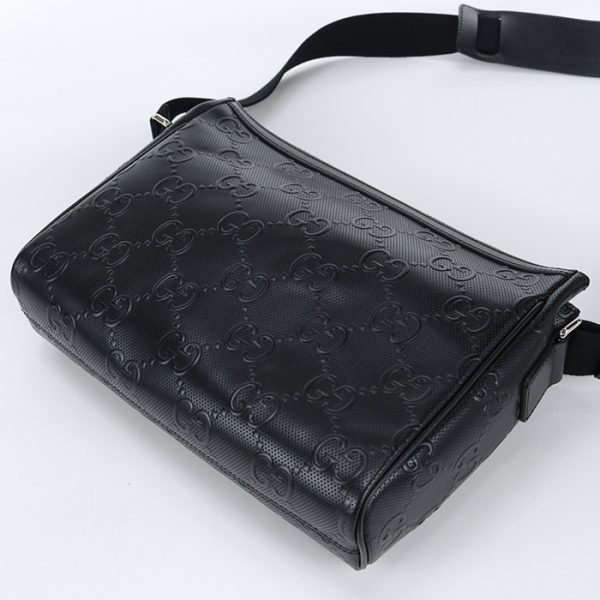 usdgu75752011002 Gucci GG Embossed Messenger Bag Leather Black