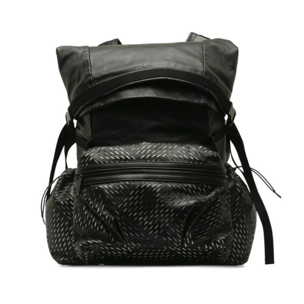 usl2n3mxj6ig2mca 1 Bottega Veneta Punching Rucksack Backpack Black Leather