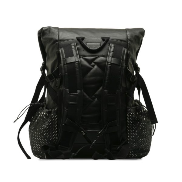 usl2n3mxj6ig2mca 3 Bottega Veneta Punching Rucksack Backpack Black Leather