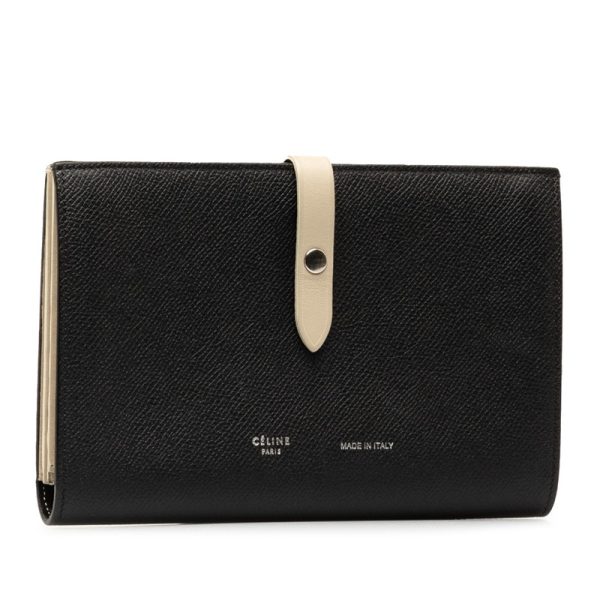 vaca4558a31z3v90 2 CELINE Medium Multi Function Bifold Wallet Black Gray Leather