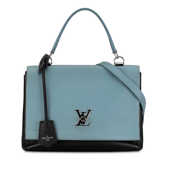 vcg3hzaluifrpk0t 1 Louis Vuitton Lock Me 2 Shoulder Bag M54101 Noir Blue Ciel Leather