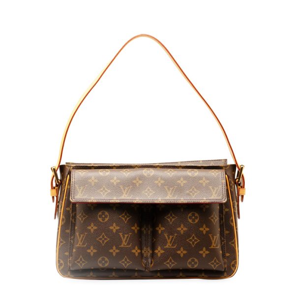 viyn8fo35h1hv5lm 1 Louis Vuitton Monogram Vivacite GM Shoulder Bag M51163 Brown PVC Leather