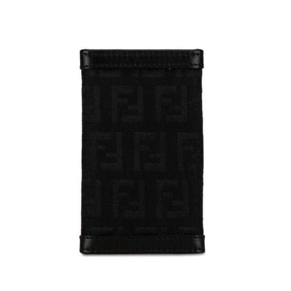 vrraak7xdmgx4x26 3 FENDI Zucchino Key Case 6 Rows 8AP002 Black Canvas Leather