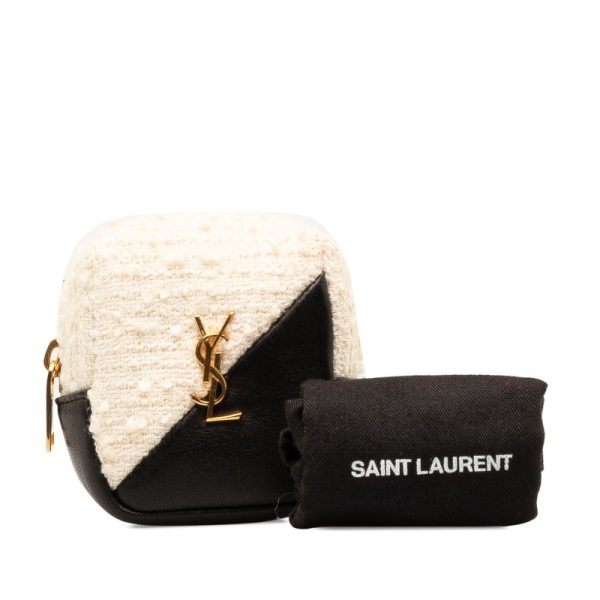 vtsiz1jsckgv7npc 10 Saint Laurent Jamie Cube Pouch Charm White Black Canvas Leather