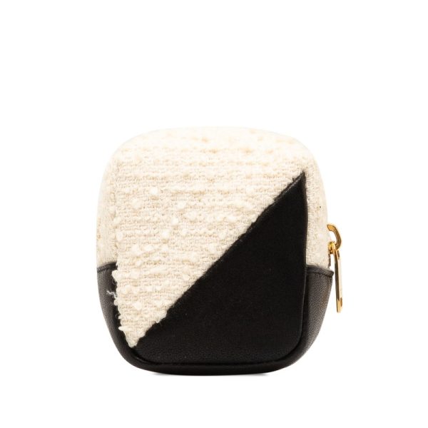 vtsiz1jsckgv7npc 3 Saint Laurent Jamie Cube Pouch Charm White Black Canvas Leather