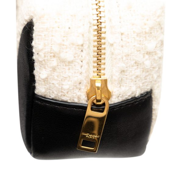 vtsiz1jsckgv7npc 8 Saint Laurent Jamie Cube Pouch Charm White Black Canvas Leather