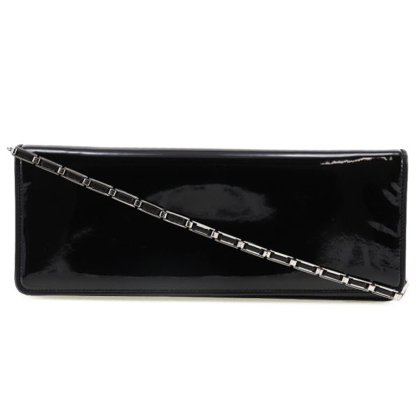 w182523292 1 Salvatore Ferragamo Chain Shoulder Bag 2WAY Clutch Enamel Black