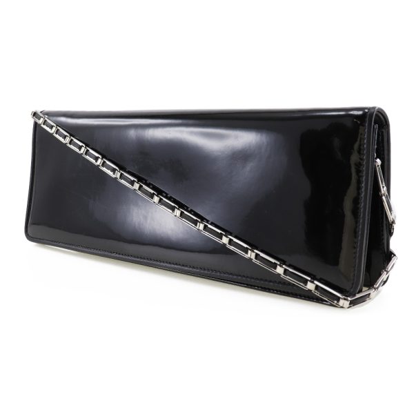 w182523292 2 Salvatore Ferragamo Chain Shoulder Bag 2WAY Clutch Enamel Black