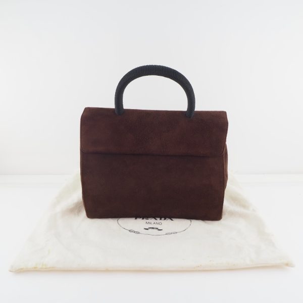 w201422870 10 PRADA Handbag Suede Brown Magnetic Type