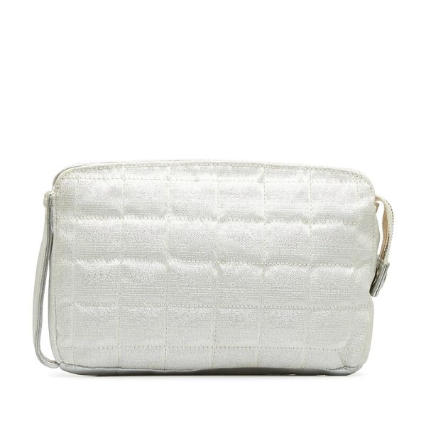 wjyv0krkgxe8l8fy 1 CHANEL New Travel Line Pouch Silver White Nylon Leather