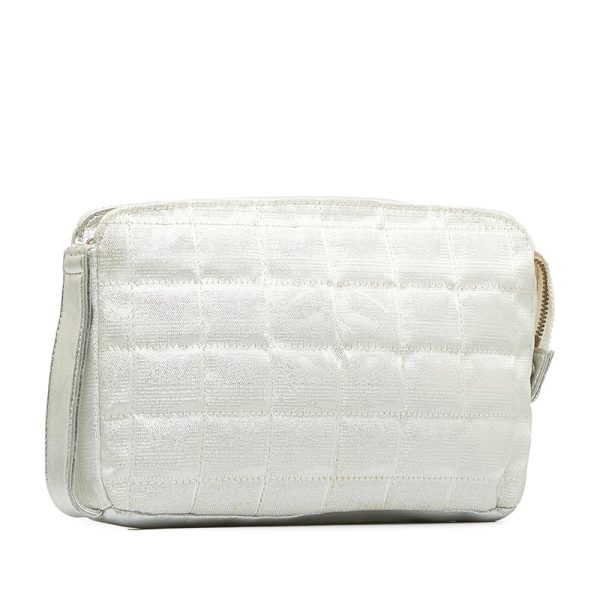 wjyv0krkgxe8l8fy 2 CHANEL New Travel Line Pouch Silver White Nylon Leather