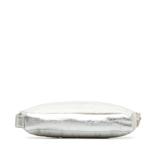 wjyv0krkgxe8l8fy 4 CHANEL New Travel Line Pouch Silver White Nylon Leather