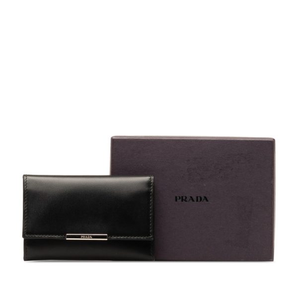 xu4n29y7aw1fc92t 10 Prada 6 Key Case Black Leather