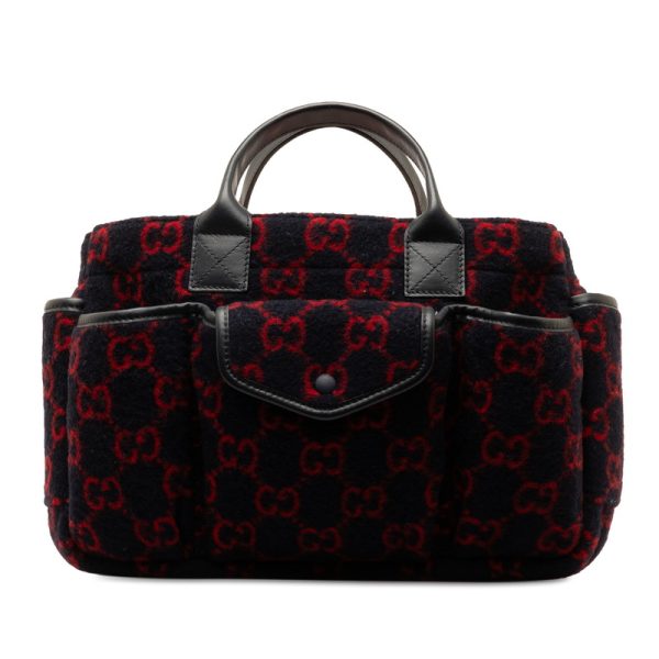 xu769xcom9qjrazb 1 Gucci GG Wool Childrens Handbag Navy Red Wool Leather