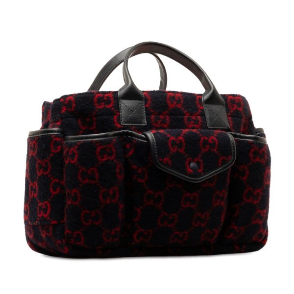 xu769xcom9qjrazb 2 Gucci GG Wool Childrens Handbag Navy Red Wool Leather