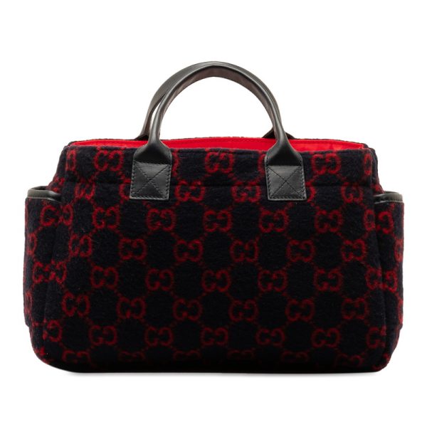 xu769xcom9qjrazb 3 Gucci GG Wool Childrens Handbag Navy Red Wool Leather