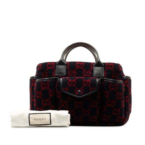 xu769xcom9qjrazb 9 Gucci GG Wool Childrens Handbag Navy Red Wool Leather