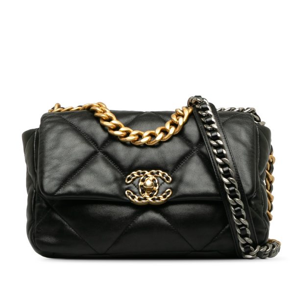 xzmf9rthzl8ezw7a 1 CHANEL Matelasse Cocomark DIsneuf Chain Shoulder Bag Black Lambskin