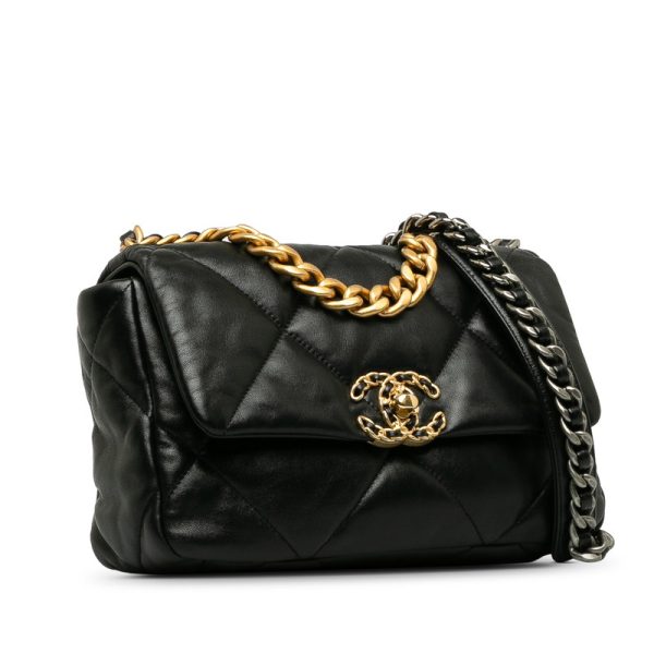 xzmf9rthzl8ezw7a 2 CHANEL Matelasse Cocomark DIsneuf Chain Shoulder Bag Black Lambskin