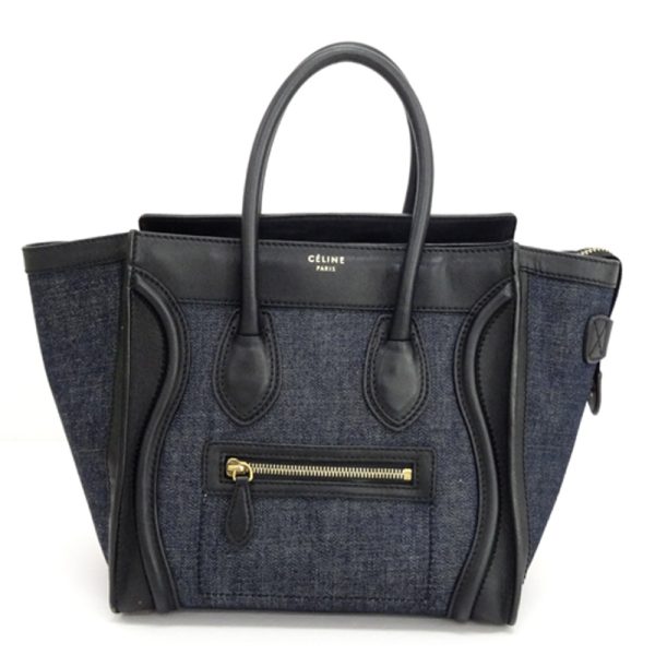 ybfsbf1706260090081 Celine Luggage Micro Shopper Denim Tote Bag Black