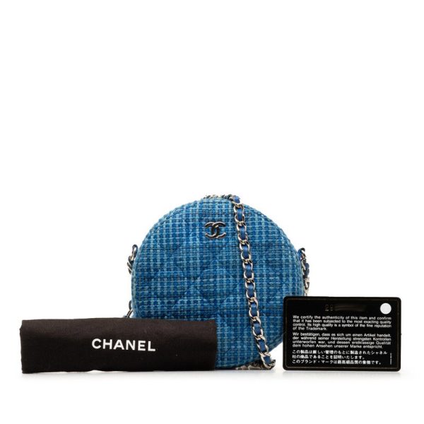 yj3hbt5xmkt8jet7 13 CHANEL Cocomark Chain Shoulder Bag Blue Silver Tweed Leather