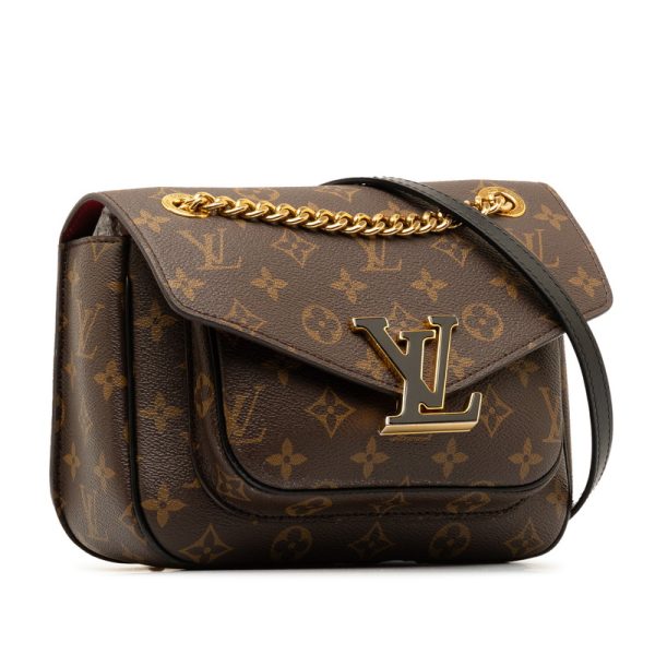 yptuok4i7ysuxr4e 2 Louis Vuitton Passy Chain Shoulder Bag M45592 Brown