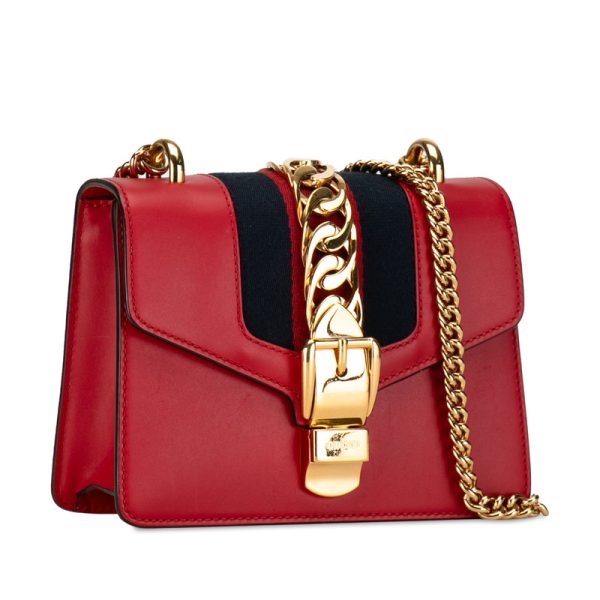 yu5f3k9tx0kg28bg 2 Gucci Sherry Line Sylvie Mini Crossbody Chain Red Leather