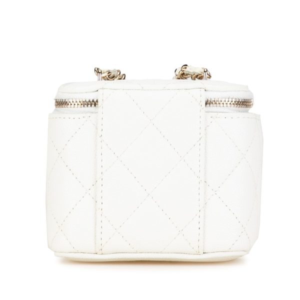 yut0mqwiflzkkjhy 2 CHANEL Matelasse CocoMark Chain Mini Vanity Bag White