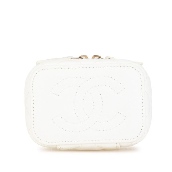 yut0mqwiflzkkjhy 3 CHANEL Matelasse CocoMark Chain Mini Vanity Bag White