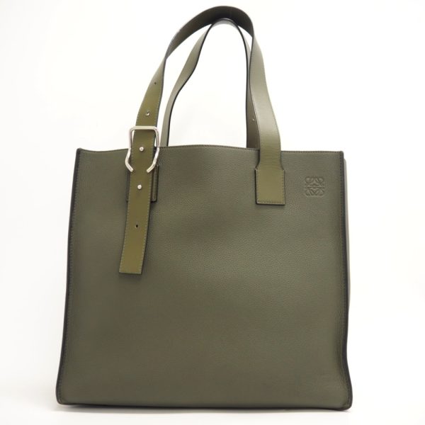 z0002700 1 LOEWE Anagram Buckle Tote Bag Khaki