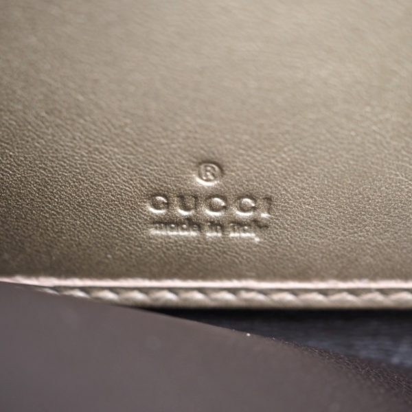 z0002725 13 GUCCI 224253 Diamante Round Zipper Bamboo Long Wallet Beige