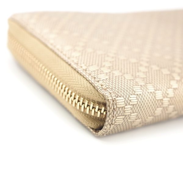 z0002725 4 GUCCI 224253 Diamante Round Zipper Bamboo Long Wallet Beige