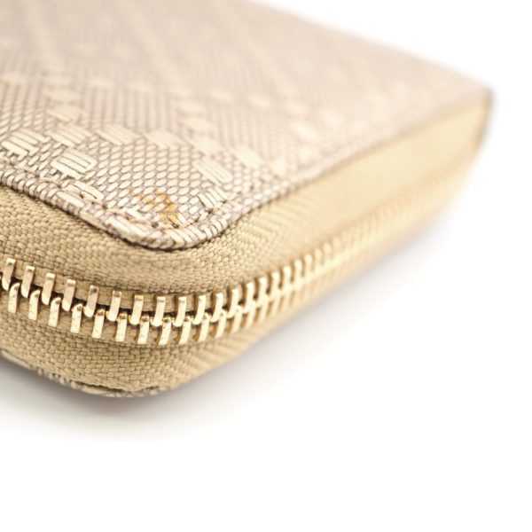 z0002725 5 GUCCI 224253 Diamante Round Zipper Bamboo Long Wallet Beige