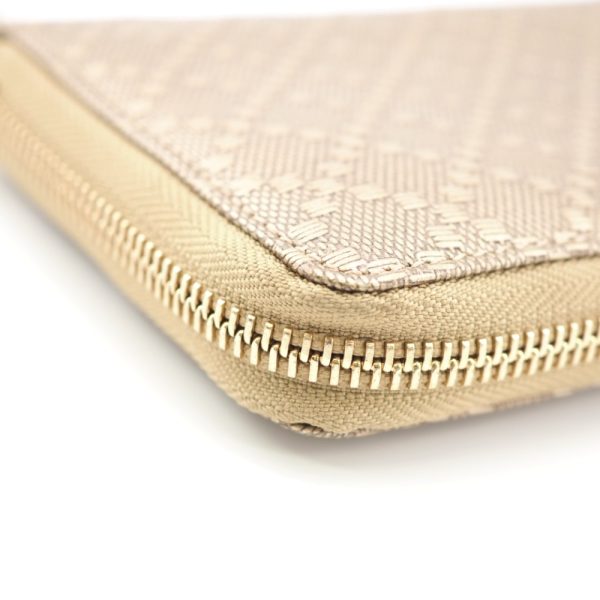 z0002725 6 GUCCI 224253 Diamante Round Zipper Bamboo Long Wallet Beige