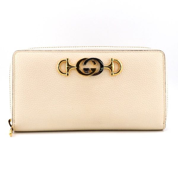 z0002805 1 GUCCI 570661 Zumi Round Zipper Long Wallet Cream