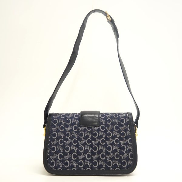 z0003173 2 CELINE Jacquard C Carriage Shoulder Bag Navy