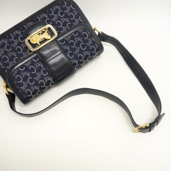 z0003173 8 CELINE Jacquard C Carriage Shoulder Bag Navy