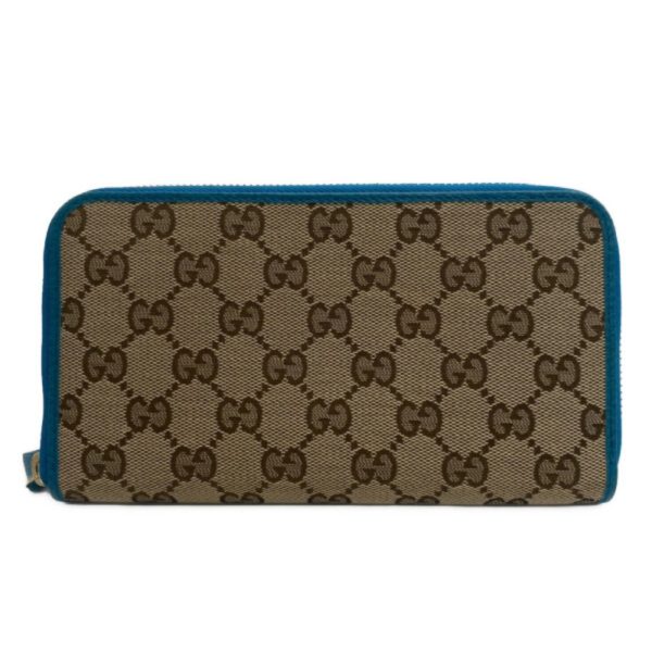 z0003195 1 GUCCI 363423 Round Zipper GG Canvas Long Wallet Blue