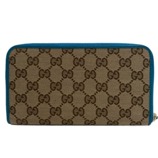 z0003195 2 GUCCI 363423 Round Zipper GG Canvas Long Wallet Blue