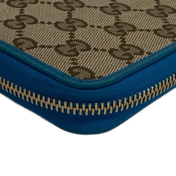 z0003195 5 GUCCI 363423 Round Zipper GG Canvas Long Wallet Blue