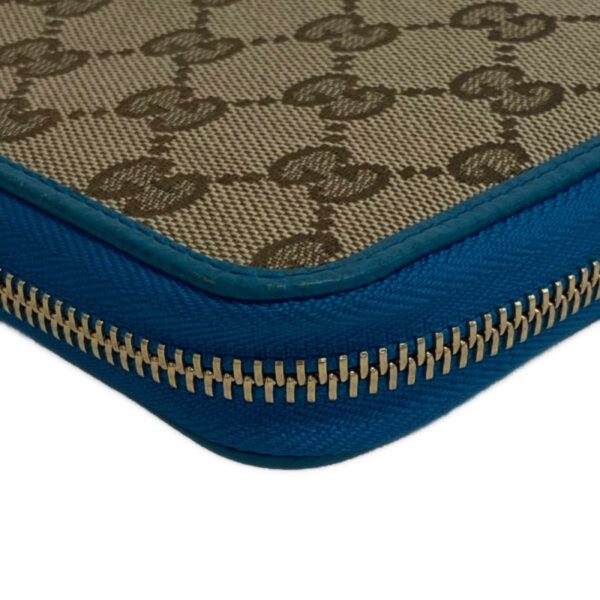 z0003195 6 GUCCI 363423 Round Zipper GG Canvas Long Wallet Blue