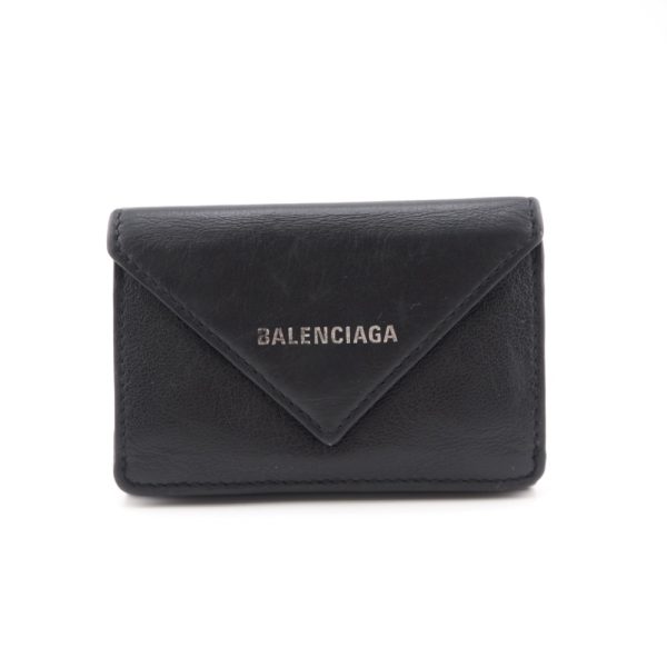 z0003265 1 BALENCIAGA Paper Mini Wallet Trifold Wallet Black