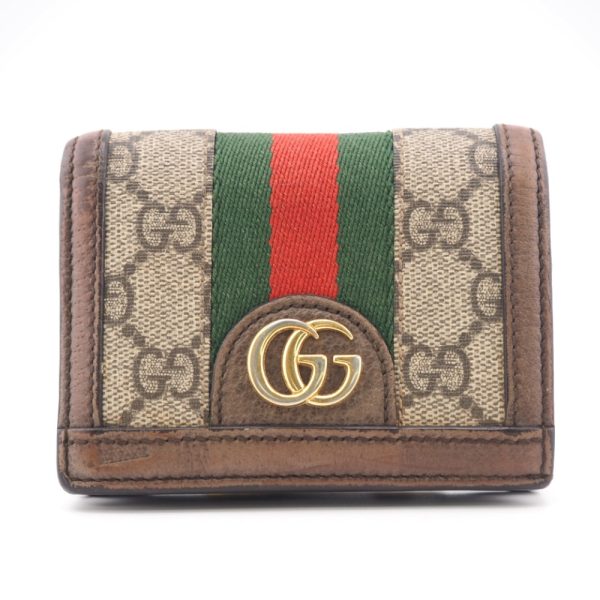 z0003572 1 GUCCI 523155 Sherry Line GG Supreme Bifold Wallet Brown