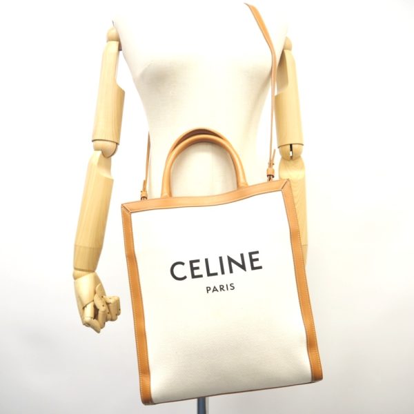 z0003587 11 CELINE Vertical Cover 2way Shoulder Bag Handbag Beige