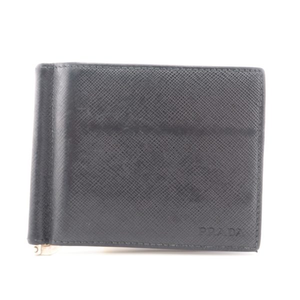 z0003848 1 PRADA 2MN077 Money Clip Card Case Black