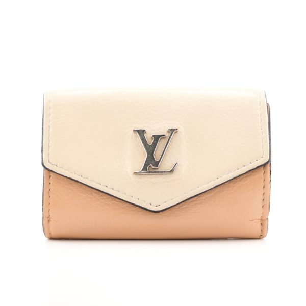 z0003897 1 LOUIS VUITTON M67541 Taurillon Portefeuille Lock Mini Trifold Wallet Beige