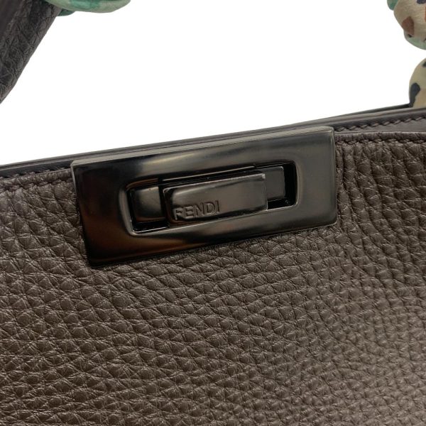 z0003989 9 FENDI Peekaboo Isee You Medium 2WAY Shoulder Bag Scarf Brown