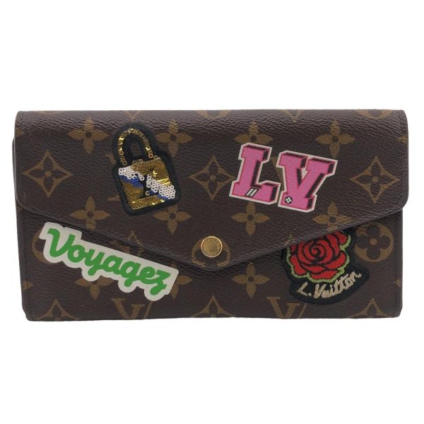 z0004005 1 LOUIS VUITTON M63318 Portefeuil Sarah Patches Long Wallet Brown