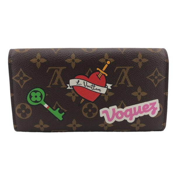 z0004005 2 LOUIS VUITTON M63318 Portefeuil Sarah Patches Long Wallet Brown