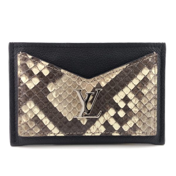 z0004128 0 LOUIS VUITTON N97001 Porto Cult Lock Me Python Card Case Black